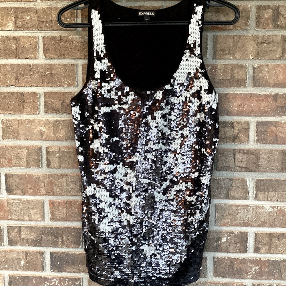 - Camo sillver and black sequined tank top by Express size small/petite